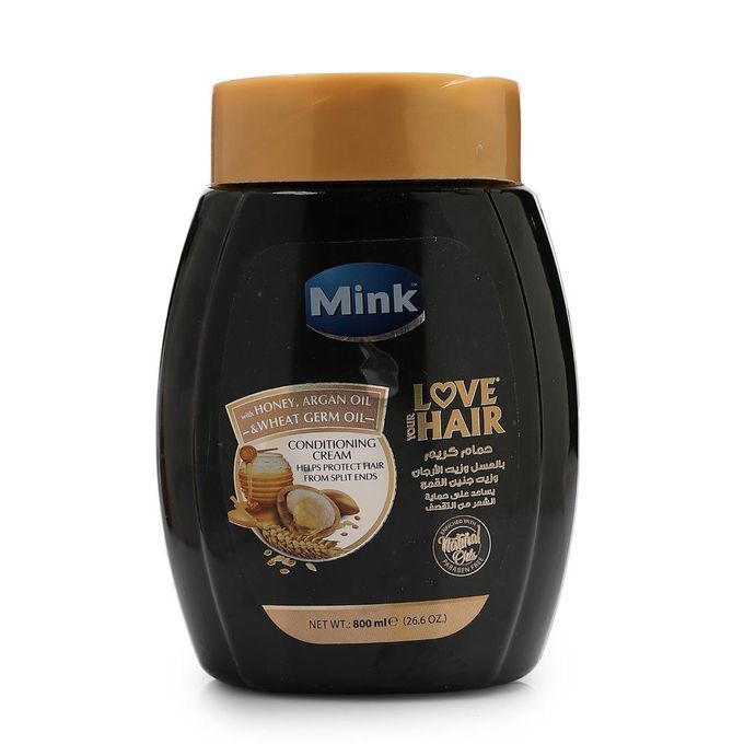 مينك كريم حمام للشعر بالعسل و زيت جنين القمح و الأرغان 800 مل