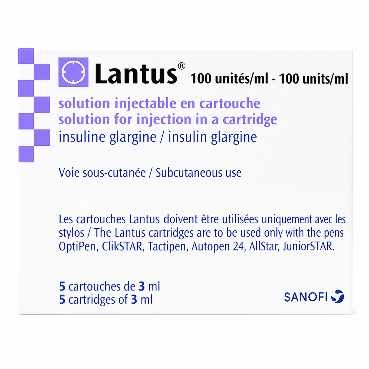 لانتوس 100وحدة دولية/مل 5 خراطيش*3مل