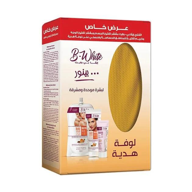 ايفا مجموعة مقشر جسم ومقشر وجه وكريم تفتيح الاماكن الحساسة