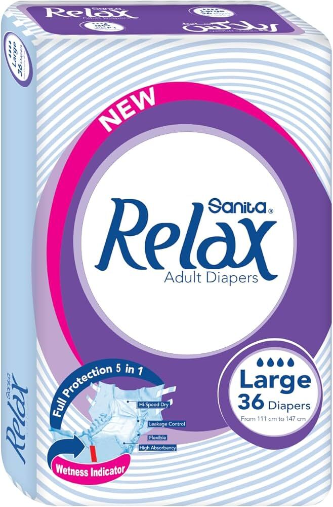 Sanita ReIax Diapers Large - 36 Pcs حفاضات كبير اقتصادي