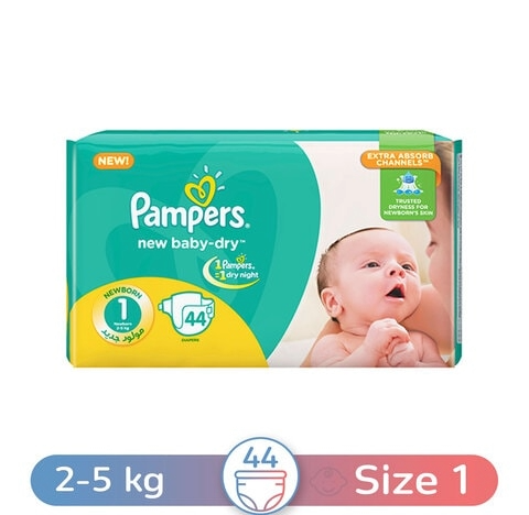 حفاضات بامبرز بيبي دراي حديثى الولادة مقاس 1 - 44 حفاضة